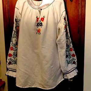 Linen  Embroidered Top